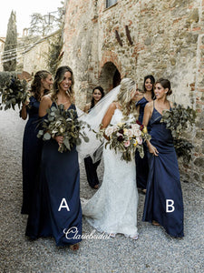 Spaghetti Straps V-neck Bridesmaid Dresses, Simple Design Bridesmaid Dresses