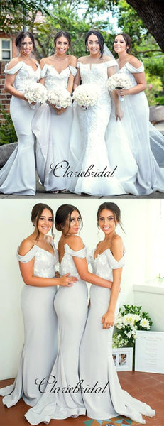 Appliques Fashion Bridesmaid Dresses, Off The Shoulder Mermaid Bridesmaid Dresses