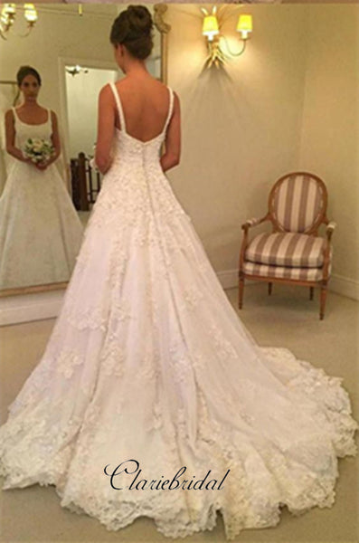 Elegant Lace Wedding Dresses, A-line Bridal Gowns, Fancy Newest Wedding Dresses 2019