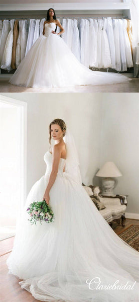 Sweetheart Beaded Top Ball Gown Long Wedding Dresses, Bridal Gown