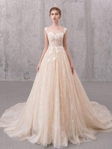 Fashion Lace Long Wedding Dresses, High Quality A-line Wedding Dresses