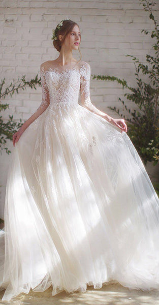 Popular Lace A-line Wedding Dresses, Newest 2020 Wedding Dresses