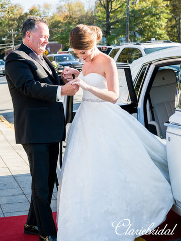 Sweetheart Long A-line Lace Beaded Wedding Dresses, Bridal Gown