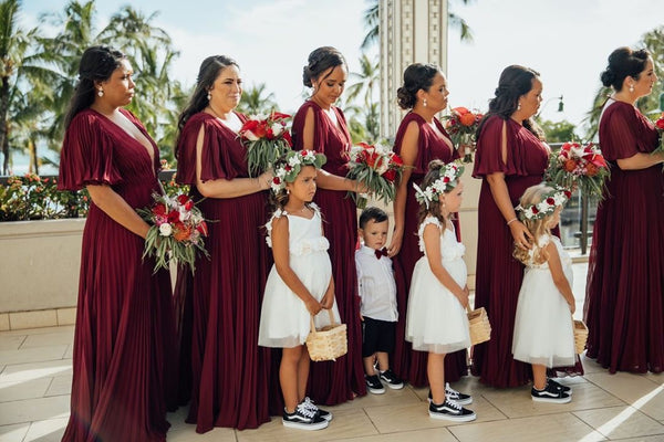 Short Sleeves Chiffon Bridesmaid Dresses, Side Slit Bridesmaid Dresses, Long Bridesmaid Dresses