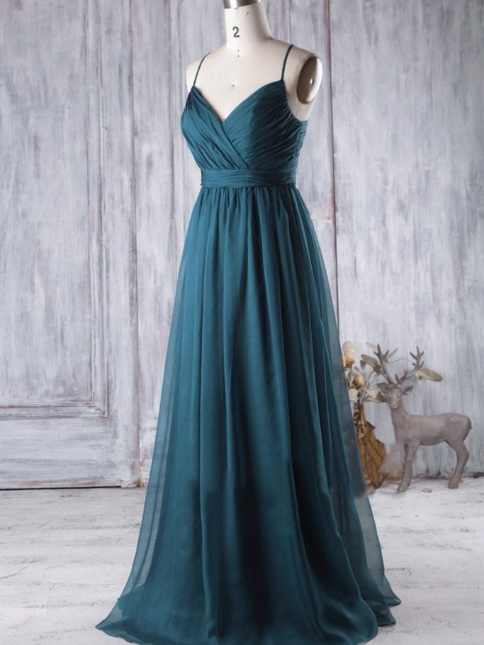 Long A-line Tulle Bridesmaid Dresses, Simple Long Bridesmaid Dresses, Newest Bridesmaid Dresses