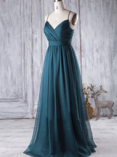 Long A-line Tulle Bridesmaid Dresses, Simple Long Bridesmaid Dresses, Newest Bridesmaid Dresses