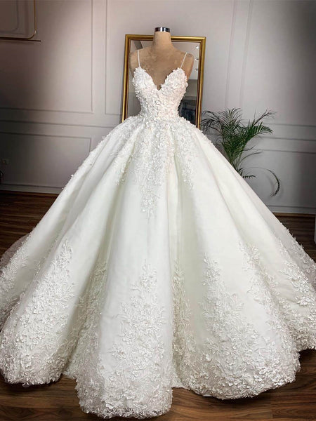 Sapaghetti Long Ball Gown Lace Wedding Dresses, 2020 Wedding Dresses, Long Bridal Gown