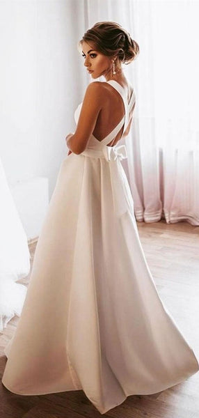 White Color Girl Graduation Party Evening Dresses, A Line Satin 2021 Long Prom Dresses