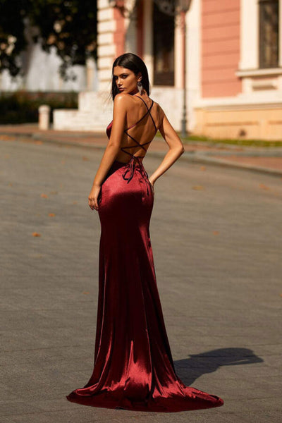 Sexy Dark Red Satin Prom Dresses, Mermaid Long Prom Dresses, Side Slit Prom Dresses, Newest Cheap Prom Dresses