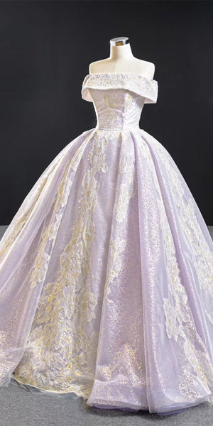 Off Shoulder Shemmering Lace Tulle Prom Dresses, Lovely Evening Gown, 2021 Long Prom Dresses