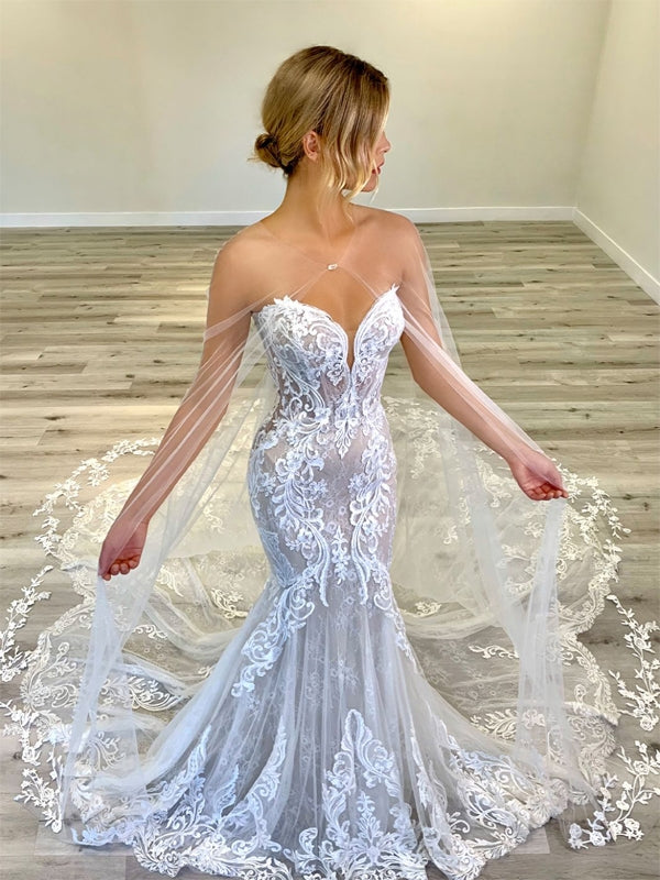 Sweetheart Long Mermaid Lace Wedding Dresses, Newest Wedding Gown, 2020 Wedding Dresses