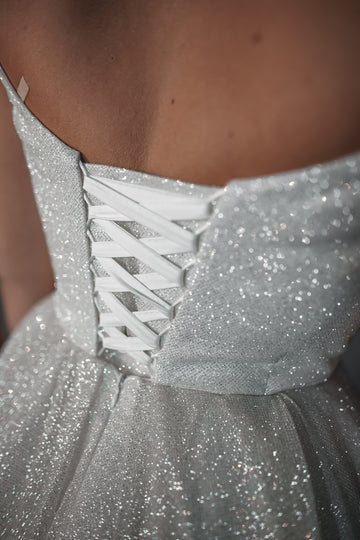 Spaghetti Long A-line Shny Sequin Tulle Wedding Dresses, Shiny Wedding Dresses, Bridal Gown, Popular 2022 Wedding Dresses