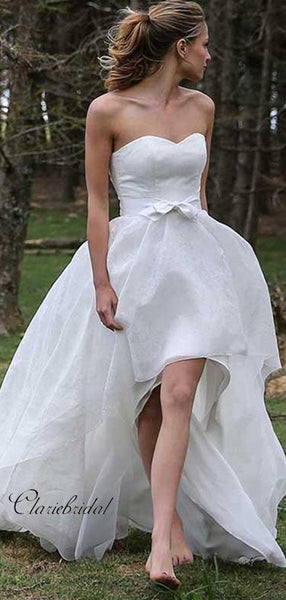 Strapless High Low Wedding Dresses, Outdoor Wedding Dresses, Popular Bridal Gowns