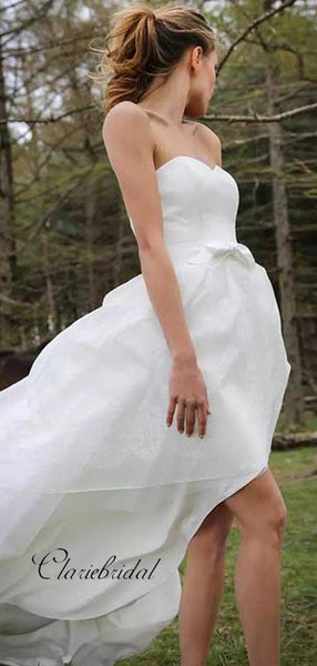 Strapless High Low Wedding Dresses, Outdoor Wedding Dresses, Popular Bridal Gowns