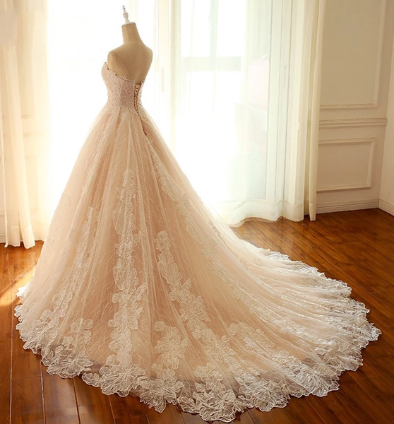 Sweetheart Lace Tulle Long Wedding Dresses, Bridal Gown, 2021 Wedding Dresses