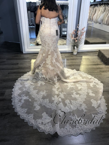 Strapless Long Mermaid Lace Wedding Dresses
