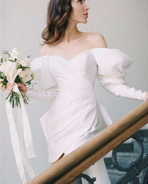 Chic Bubble Sleeves Wedding Dresses, Modern Wedding Dresses, Bridal Gown, Newest Wedding Dresses
