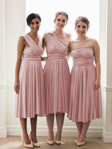 Blush Pink Convertible Short Bridesmaid Dresses