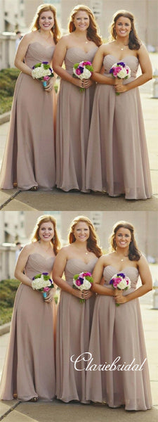 Sweetheart Long A-line Chiffon Bridesmaid Dresses