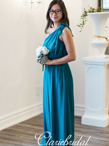 One Shoulder A-line Chiffon Long Bridesmaid Dresses