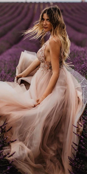 Spaghetti Long A-line Sequin Tulle Prom Dresses, Romantic Long Prom Dresses, 2021 Affordable Prom Dresses