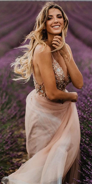 Spaghetti Long A-line Sequin Tulle Prom Dresses, Romantic Long Prom Dresses, 2021 Affordable Prom Dresses