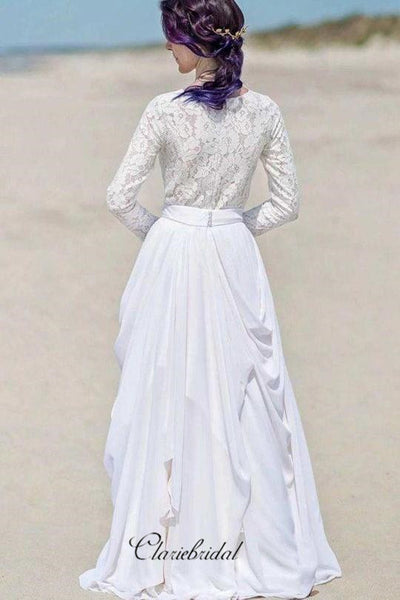 Long Sleeves Beach Wedding Dresses, Fashion Lace Wedding Dresses, Bridal Gowns