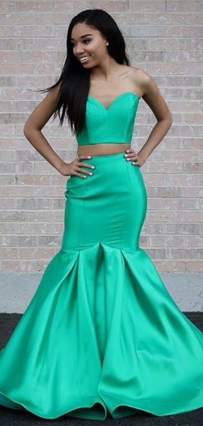 Two Pieces Sweetheart Prom Dresses 2021, Mermaid Girl Graduation Evening Party Dresses