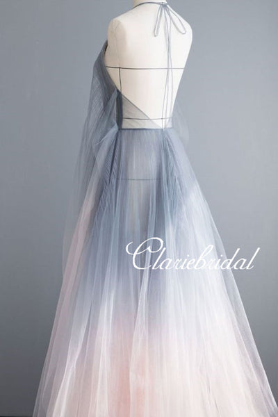 Elegant A-line Long Prom Dresses, Fancy Straps V-neck Prom Dresses