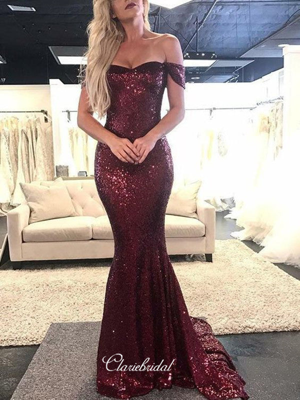 Sequins Off The Shoulder Prom Dresses New, Mermaid Prom Dresses Long