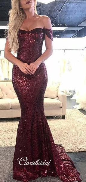 Sequins Off The Shoulder Prom Dresses New, Mermaid Prom Dresses Long