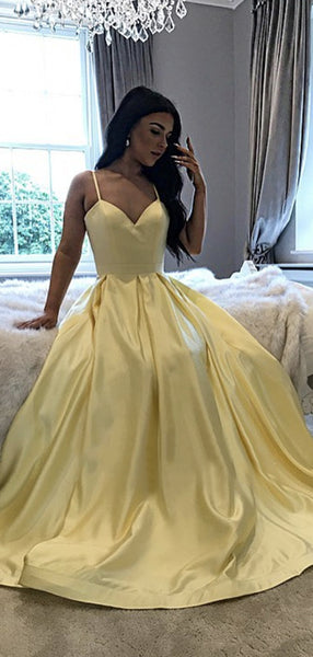 Spaghetti Straps Simple Long Prom Dresses, A-line Popular 2021 Prom Dresses