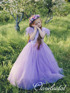 Lovely Satin Tulle Flower Girl Dresses With Bow Knot