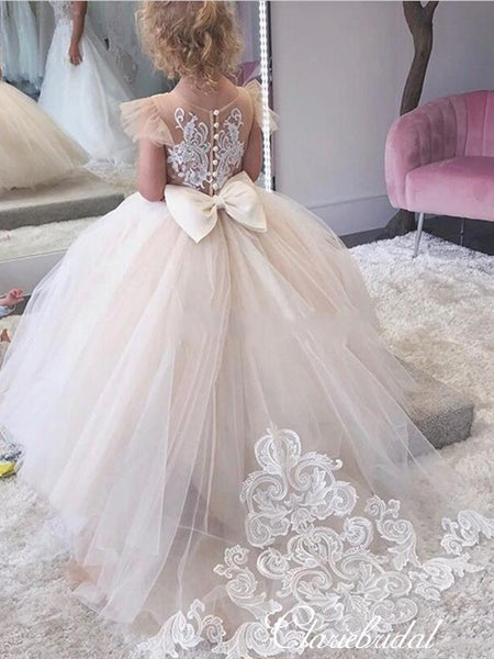 Cap Sleeves Lovely Tulle Lace Flower Girl Dresses