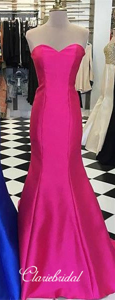 Sweetheart Long Mermaid Satin Prom Dresses, Long Prom Dresses