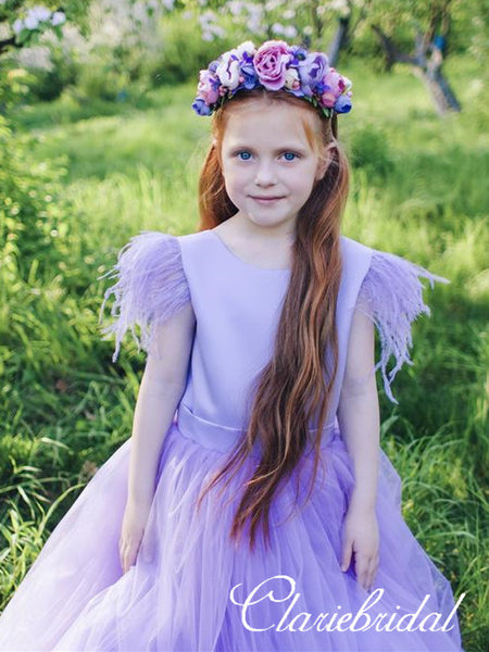 Lovely Satin Tulle Flower Girl Dresses With Bow Knot