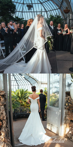 Off Shoulder Long Mermaid Satin Wedding Dresses