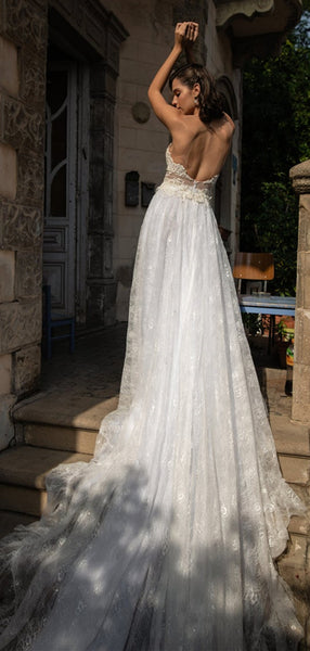 Lovely See Through Lace Wedding Dresses, Long Wedding Dresses, Romantic Wedding Dresses