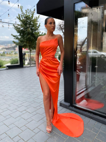 Sleeveless Long Sheath Elastic Satin Prom Dresses, Simple Prom Dresses, 2021 Newest Prom Dresses