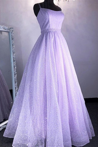 Lovely Lilac Sequin Tulle Prom Dresses, Shiny Prom Dresses, 2020 Popular Prom Dresses