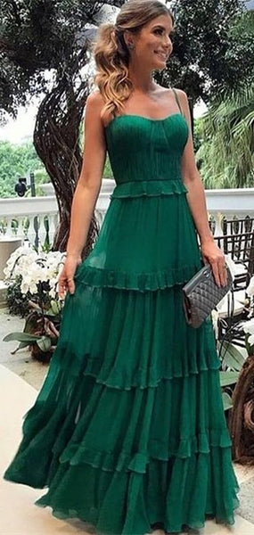 Lovely Emerald Green 30D Chiffon Prom Dresses, Long Prom Dresses, Popular Prom Dresses