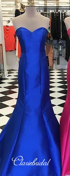 Sweetheart Long Mermaid Satin Prom Dresses, Long Prom Dresses