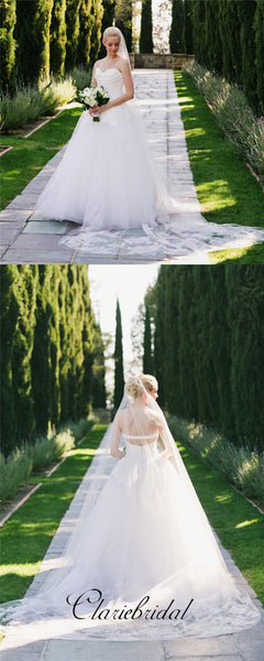 Sweetheart Tulle A-line Fluffy Wedding Dresses, Chic Wedding Dresses