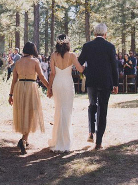 Simple Long Sheath Country Wedding Dresses, Affordable Bridal Gown