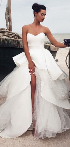 Sweetheart Long Tulle Ball Gown Wedding Dresses