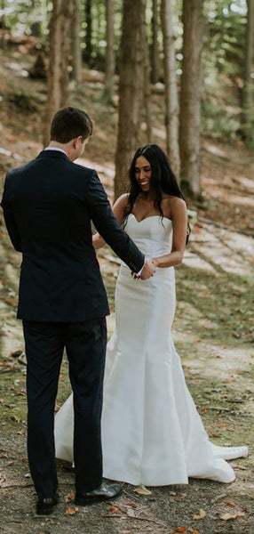 Sweetheart Long Mermaid Satin Wedding Dresses