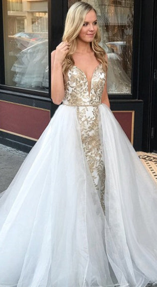 Lovely Champgne Lae Tulle Prom Dresses, Wedding Dresses, Popular Wedding Dresses, Bridal Gown