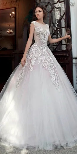 Sleeveless Long A-line Lace Tulle Wedding Dresses, Bridal Gown, 2020 Wedding Dresses