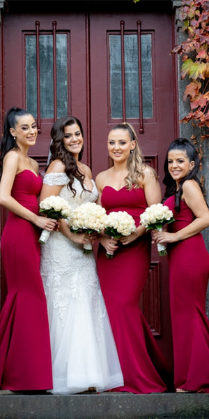 Sweetheart Long Mermaid Jersey Bridesmaid Dresses, Long Bridesmaid Dresses, Newest Bridesmaid Dresses