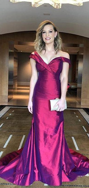 Off Shoulder Newest Evening Party Prom Dresses, Popular Long Prom Dresses